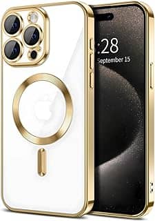 Capa Capinha Magnética Anti Impacto Luxo Case Slim Proteção Total Lente Câmera Premium Para iPhone (Gold, iPhone 14 Pro)