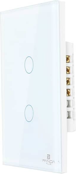 Interruptor Inteligente Touch 1,2,3 e 6 Botões Teclas 4x2 e 4x4 Alexa Google Wifi App Tuya Pandaplus Controle de Voz Automação Bivolt (Branco 2 Botões)