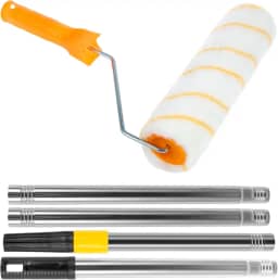 Rolo de pintura com alça de mastro removível estendida, kit de rolo de pintura com haste de extensão de aço inoxidável para paredes e teto, fácil de instalar e remover (1,2 m)