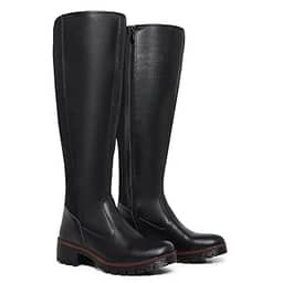 Bota Feminina Cano Longo com Elástico Panturrilha Grossa Plus Size Solado Tratorado