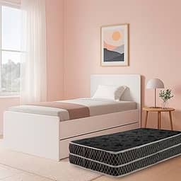 Bicama de Solteiro Premium MDF com Cama Auxiliar Deslizante e 2 Colchões D20 Inclusos Para Espaços Compactos
