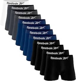 Kit 12 Cuecas Boxer Reebok Masculinas Microfibra Adulto Box Sem Costura
