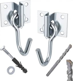 Kit Gancho para Rede de Descanso c/Parafusos, Buchas e Broca - Aço Galvanizado - Bagby