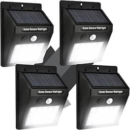 Kit 4 Arandelas Luminária Solar LED com Sensor de Presença Segurança | Luz Automática Externa Parede Jardim IP65 Resistente à Água Premium