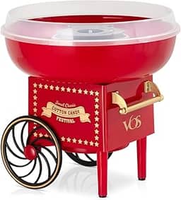 Kit de máquina de algodão doce – Máquina de fazer doces de algodão vermelho retrô, máquina de fazer doces caseiros sem esforço com guia abrangente de fácil utilização, ideal para festas e encontros