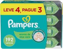 Lenços Umedecidos Pampers Aroma de Aloe Vera 192 Unidades, Pampers