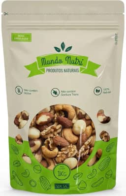 1kg Mix de Castanhas Premium Mundo Nutri - Castanha de Caju, Castanha do Pará, Amêndoas, Nozes e Macadâmia (SEM SAL)