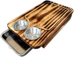 Tábua Inteligente Carne Para Churrasco Madeira Com Gaveta E 2 Potes