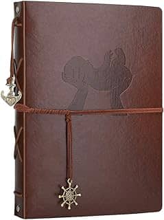AIOR Álbum de Fotos de Couro 28 x 20 cm - 60 Páginas Pretas, Álbum de Recortes, Memórias Vintage Faça Você Mesmo para Bebê, Família, Mulheres, Mães, Crianças