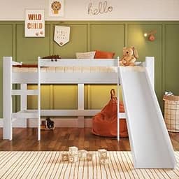 Cama Elevada com Escorregador Completa Móveis Branco