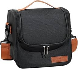Bolsa Termica para Marmita com Alca de Ombro Removivel para Trabalho Academia Escola e Viagem com Isolamento Interno e Compartimentos Organizados (Preto)