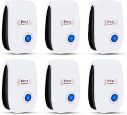 Repelente de pragas ultrassônico, pacote com 6, repelente eletrônico de controle de pragas, repelente de roedores para mosquitos, ratos, baratas, ratos, insetos, aranha, formiga, moscas