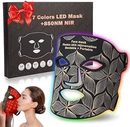 biuufish Terapia De Luz Vermelha Para O Rosto, Máscara Facial Led 7 Cores Com Infravermelho Próximo 850 Nm, Dispositivo Portátil Recarregável Cuidados A Pele Em Casa E Viagens, Antienvelhecimento