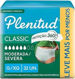 Plenitud Roupa Íntima Classic para Incontinência G/XG-32 un