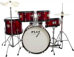 Bateria Acústica Infantil Junior 2T Vermelha com Banco New York