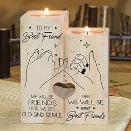Idle Decormay Design em forma de coração especial vintage para meu melhor amigo castiçal de madeira artesanato melhores presentes para amigos melhores amigos melhores