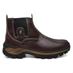 Bota Masculina Botina em Couro Impermeável Coturno Palmilha Gel Confortável