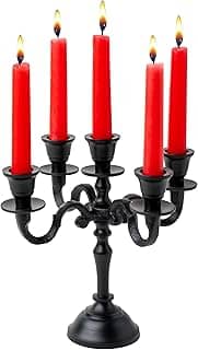 Rely+ Candelabro de bebê com 5 braços, preto, fosco, castiçal, 20 cm, decorações góticas, suporte de castiçal, decoração de casa, festas de casamento, centro de mesa para mesa de jantar