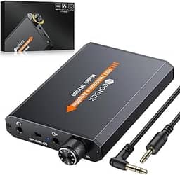 Neoteck Amplificador de fone de ouvido portátil de 3,5 mm, interruptor de ganho de dois estágios, 16-150 Ohm, superfície fosca de alumínio