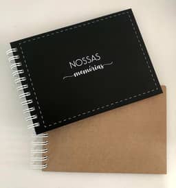Caderno Álbum de Fotos Scrapbook Kraft 15x21cm 25 folhas Nossas Memórias