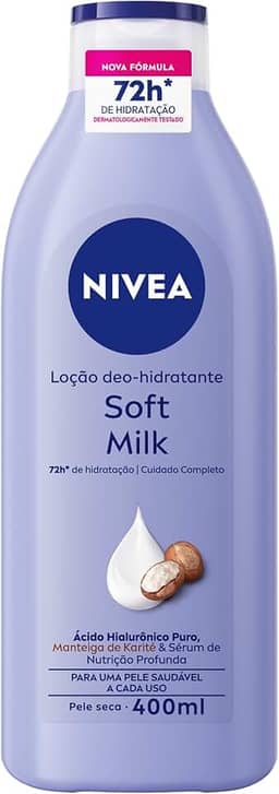 NIVEA Loção Hidratante Desodorante Soft Milk 400ml - Hidratação para pele seca, com textura leve e sensação de suavidade que deixa a pele macia, cheirosa e hidratada por 48h