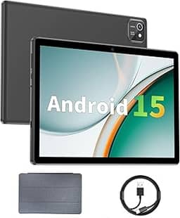 Tablet 10 polegadas Android 15 Tablets, 3GB RAM 64GB ROM 1TB Expand, processador quad-core, tela sensível ao toque LCD 1280x800, WiFi 5, câmera dupla, BT5.0, bateria de 6000mAh (preto)