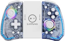 Controle sem Fio para Nintendo Switch Hall Effect Joycon Bluetooth, RGB Azul-Transparente