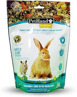 Ração Para Roedores Super Premium Pethand 500G, Fazenda Bioland, Alimento Pronto Para Coelhos, Hamster E Pequenos Roedores, Verde, Produto 100% Natural Com Vitaminas E Minerais, PetHand É Saúde E