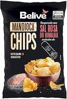 Mandioca Chips Belive temperado com Sal Rosa do Himalaia BR Spices - 50g