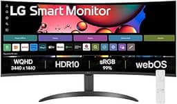 Monitor LG UltraWide Streaming 34SR60QC-B Tela curva WQuadHD (3440 x 1440) 21:9 de 34', WebOS, ThinQ Home, Air Play, Screen Share, Bluetooth