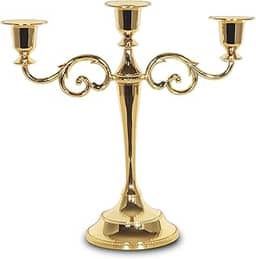 SUJUN Castiçal de metal com 3 candelabros de 27 cm de altura Suporte de vela para castiçal para eventos de casamento (candelabro de bronze) (dourado)
