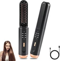Escova Modeladora Portátil Sem Fio, Escova Alisadora, Escova Modeladora, Escova Secadora Rotativa, Escova Magic Brush, Escova Giratória Secadora, Três Opções de Temperatura, Carregamento Tipo C