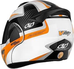 CAPACETE ESCAMOTEÁVEL PRO TORK V-PRO JET 2 CARBON BRANCO - LARANJA TAM. 60 VIS. FUMÊ