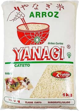 Arroz Japonês Yanagi Cateto Grão Curto Sushi Primeira Classe 1kg