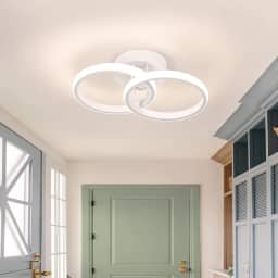 BEMMY Luminária de Teto, Lustre Redondo com Holofote, Quarto, Cozinha, Sala de Estar, Decoração, Lustre Regulável com Luz Ajustável em 3 Cores 85-165V 27 * 17cm (Branco)