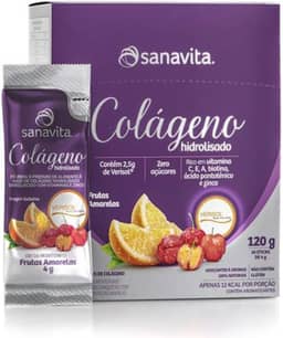 Sanavita Colágeno Verisol Hidrolisado - Suporte para Pele - 30 Sticks - Frutas Amarelas