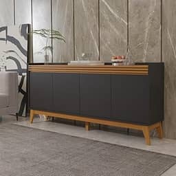 Buffet Aparador Ripado 4 Portas com Pés de Mdf Astúrias 180cm - ViaNossa