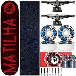 Matilha Skateboard, Skate Completo Profissional Shape 8.0 Matilha Black Tag Red