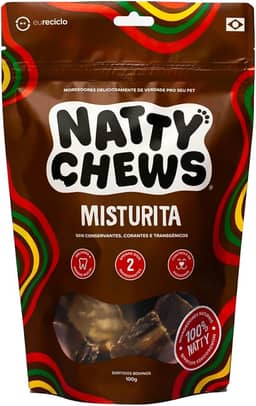 Mordedor Natural Misturita Natty Chews Traqueia e Esôfago Desidratados Para Cães - 100g
