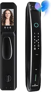 INTELAR Desbloqueio facial 3D Smart Lock, fechadura de porta 7 em 1 sem chave, fechadura WiFi embutida, fechadura de porta inteligente