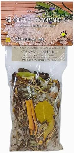 Banho Sal Grosso + Ervas EScalda Pés Chama Dinheiro Emb.180g