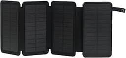 RIFORXIM Carregador portátil solar Power Bank 20000mAh, carregador externo com 4 painéis solares, bateria externa com 2 saídas USB, entrada/saída tipo C (preto)