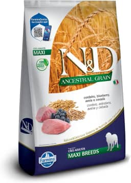 N&D Ancestral para Cães Adultos de Raças Grandes e Gigantes Sabor Cordeiro, Blueberry, Aveia e Cevada 10,1Kg