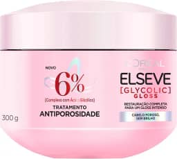 L'Oréal Paris Elseve Glycolic Gloss Máscara Capilar Antiporosidade, com Ácido Glicólico, Sela a Cutícula, Garante 3X Mais Brilho Espelhado e Maciez Intensa, 300g