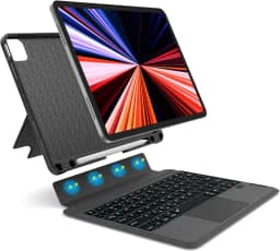WIWU Capa com teclado para iPad de 10,2 polegadas, 9ª / 8ª geração (2021/2020/2019), Air 3 2019, iPad Pro de 10,5 polegadas 2017, teclado magnético destacável com Bluetooth com capa
