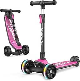 besrey Patinete para Crianças de 3 a 10 Anos, Scooter de 3 Rodas com Rodas LED, Freio Traseiro, Deck Extralargo, Atividades ao Ar