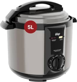 WAP Panela de Pressão Elétrica em Inox WPPE2 5 Litros, Revestimento Antiaderente, 9 Dispositivos de Segurança, 900W 220V