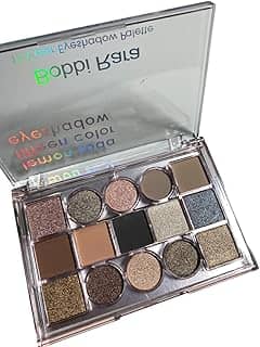 Paleta de Sombras 15 Cores Bobbi Rara - Tons Metálicos e Glitter, Verde e Marrom