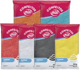 06 Açúcar Colorido Algodão Doce Bolo Cupcake Docinhos Confeitaria