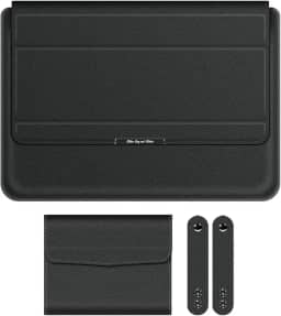 BEMMY Capa Case Para Notebook Macbook Air Pro 13/14'', 15.4/15.6/16.1'', Capa de Couro PU 3 em 1 Para Portátil e Notebook (15.4/15.6/16.1'') (Preto)